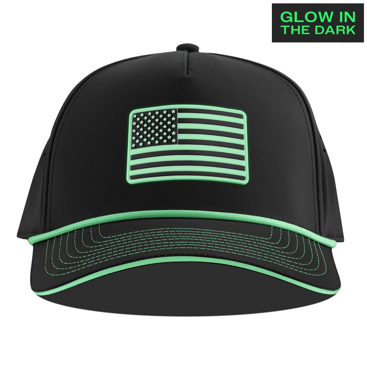 Old Glory Glow Limited Edition Curved 5 Panel Rope Black + White Glow Rope
