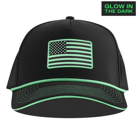 Old Glory Glow Limited Edition Curved 5 Panel Rope Black + White Glow Rope