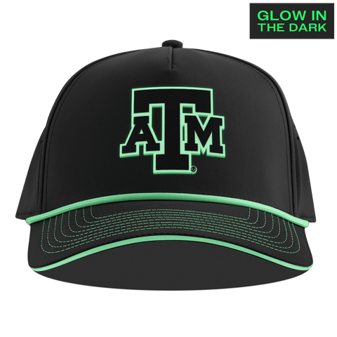Texas A&M University "Texas A&M Glow Series" Limited Edition Glow Curved 5 Panel Rope Black + White Glow Rope