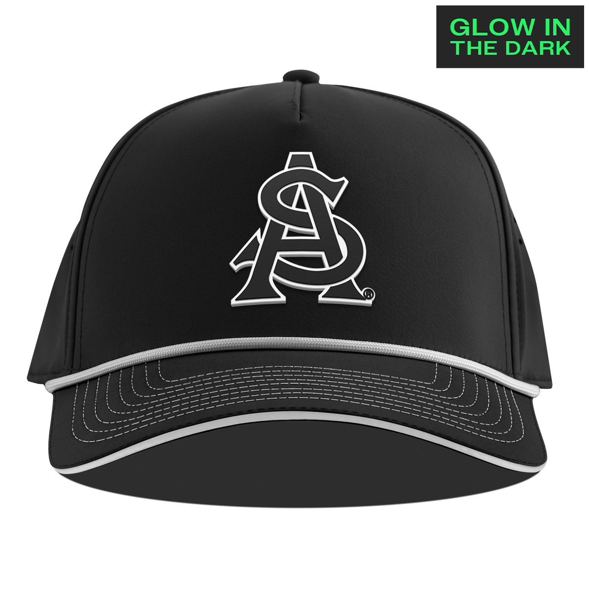 Arizona State University "ASU Glow Series" Limited Edition Glow Curved 5 Panel Rope Black + White Glow Rope