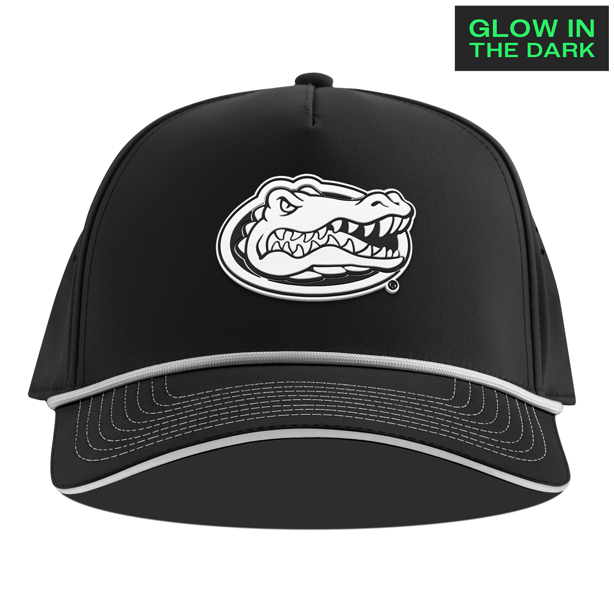 University of Florida "Florida Glow Series" Limited Edition Glow Curved 5 Panel Rope Black + White Glow Rope