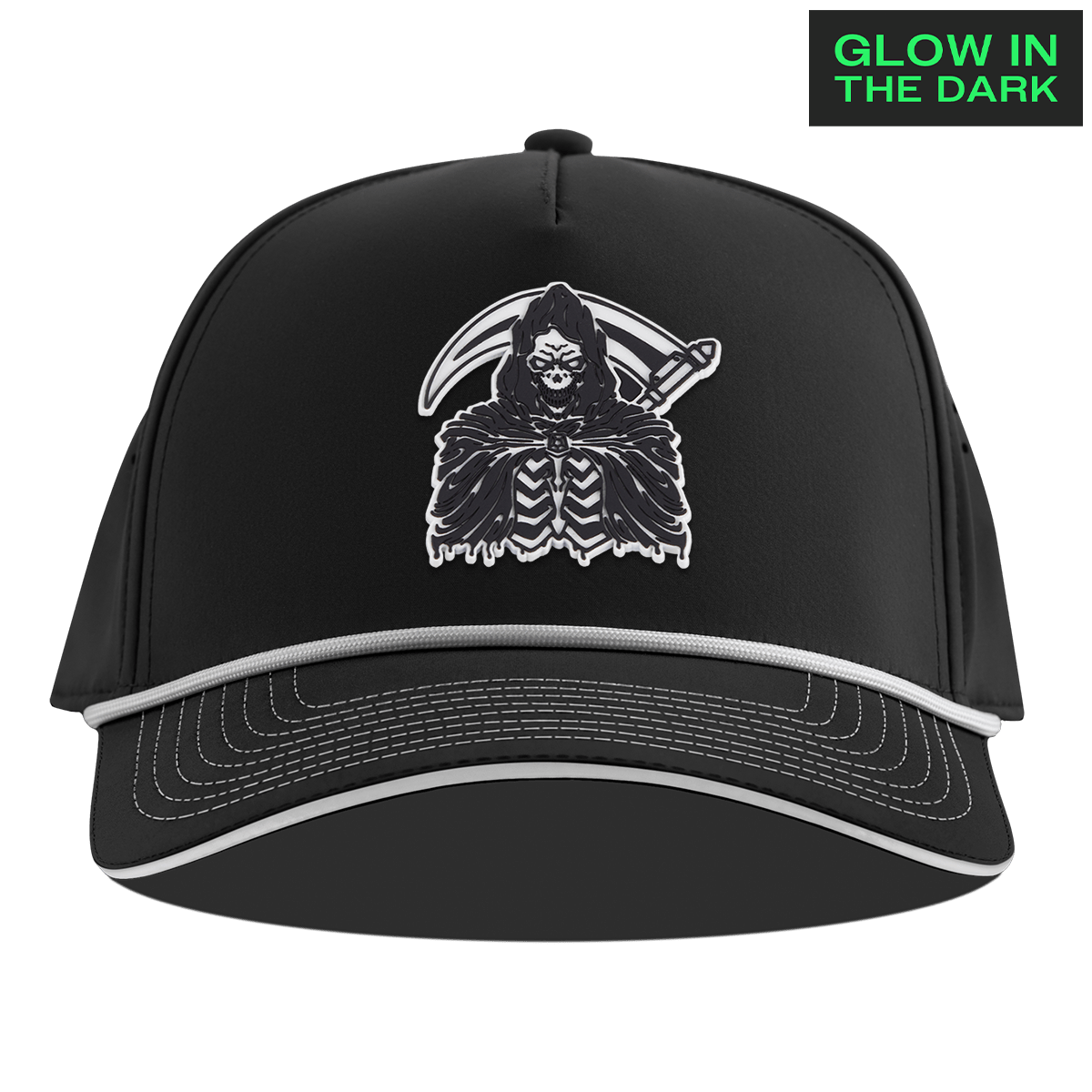Grim Reaper Glow Limited Edition Curved 5 Panel Rope Black + White Glow Rope