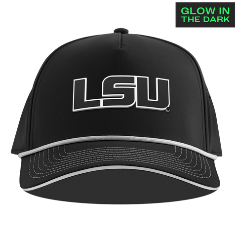Louisiana State University "LSU Glow Series" Limited Edition Glow Curved 5 Panel Rope Black + White Glow Rope