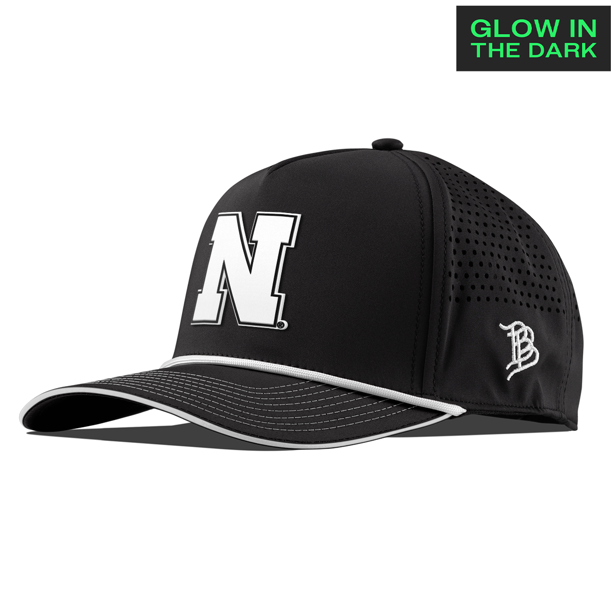 University of Nebraska "Nebraska Glow Series" Limited Edition Glow Curved 5 Panel Rope Black + White Glow Rope