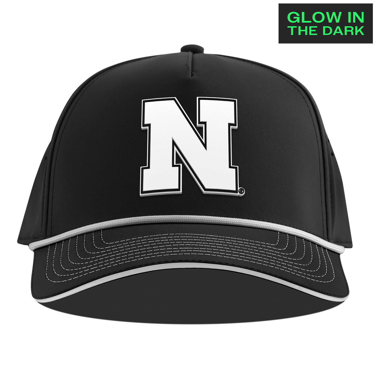 University of Nebraska "Nebraska Glow Series" Limited Edition Glow Curved 5 Panel Rope Black + White Glow Rope