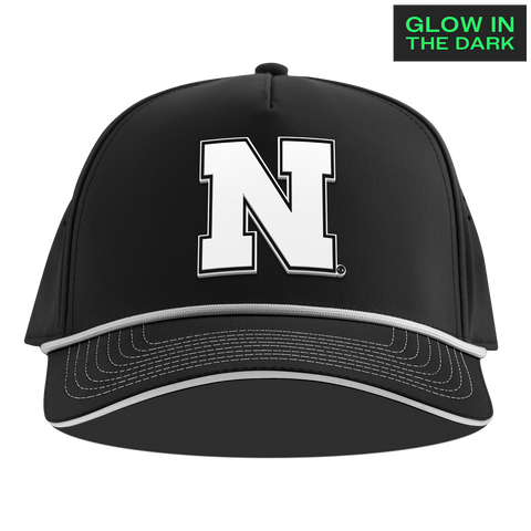 University of Nebraska "Nebraska Glow Series" Limited Edition Glow Curved 5 Panel Rope Black + White Glow Rope