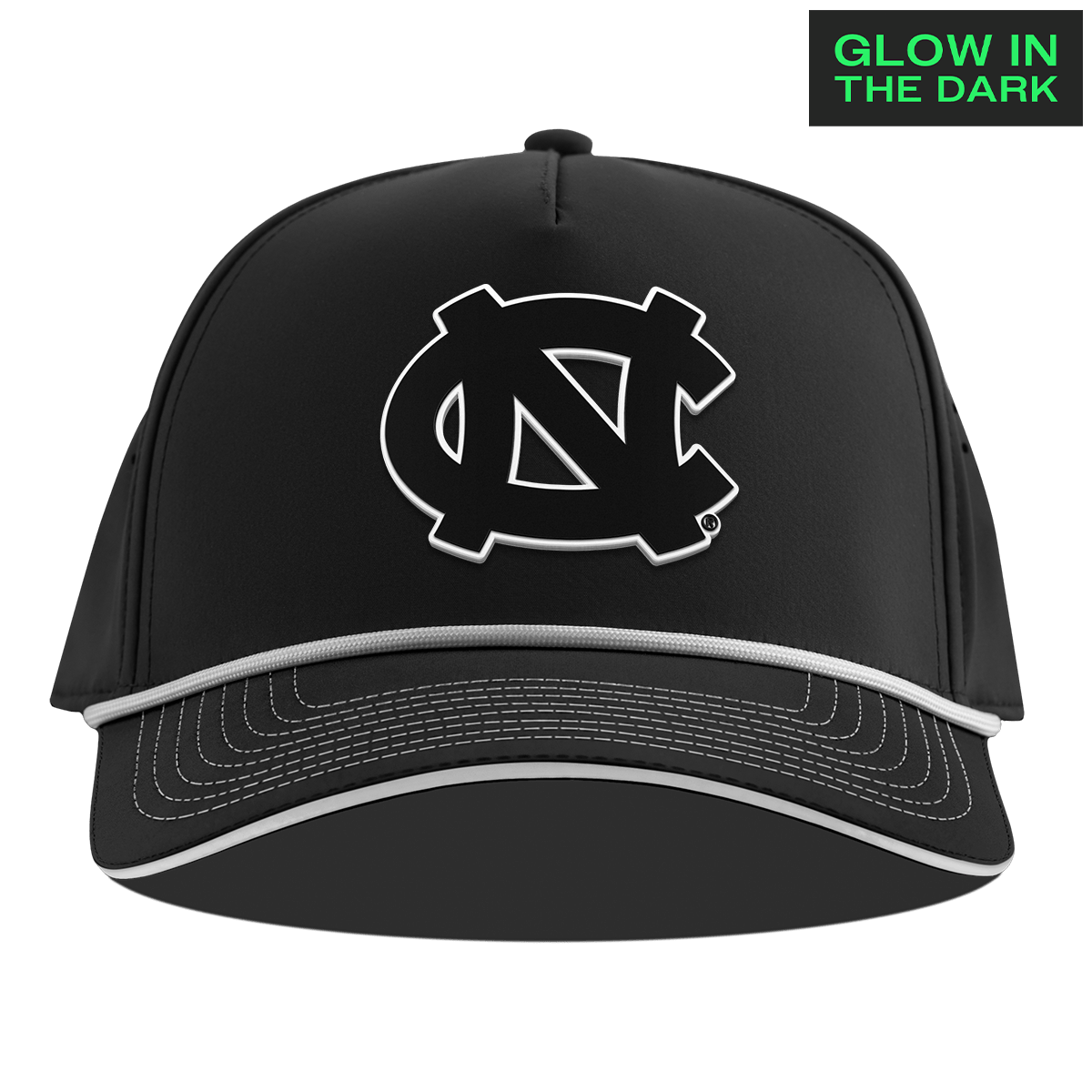University of North Carolina "North Carolina Glow Series" Limited Edition Glow Curved 5 Panel Rope Black + White Glow Rope
