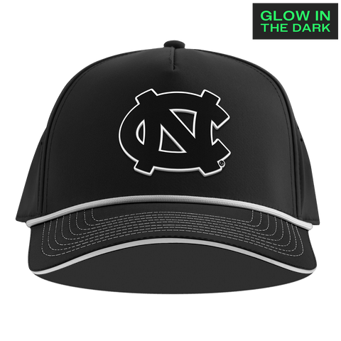 University of North Carolina "North Carolina Glow Series" Limited Edition Glow Curved 5 Panel Rope Black + White Glow Rope