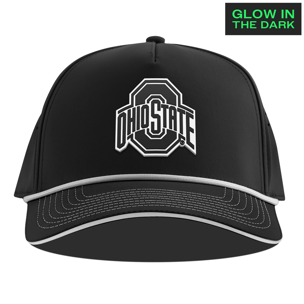 Ohio State University "Ohio State Glow Series" Limited Edition Glow Curved 5 Panel Rope Black + White Glow Rope