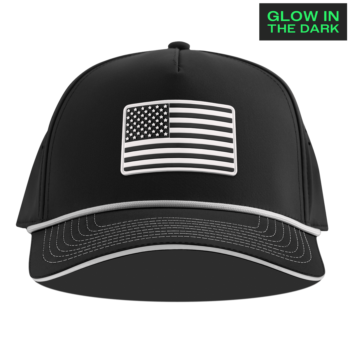 Old Glory Glow Limited Edition Curved 5 Panel Rope Black + White Glow Rope