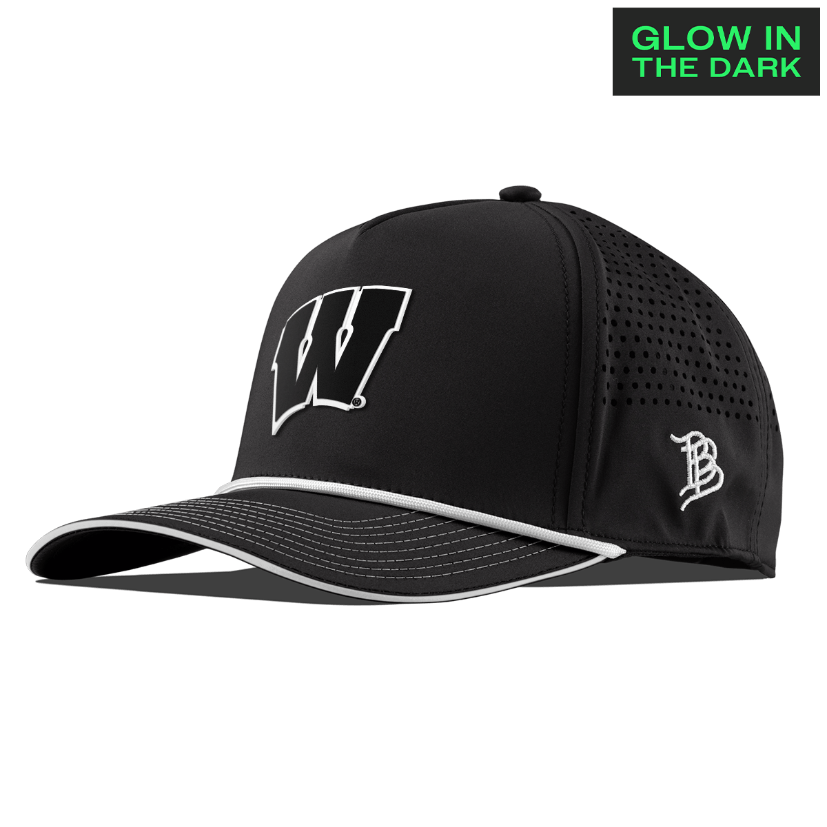 University of Wisconsin "Wisconsin Glow Series" Limited Edition Glow Curved 5 Panel Rope Black + White Glow Rope