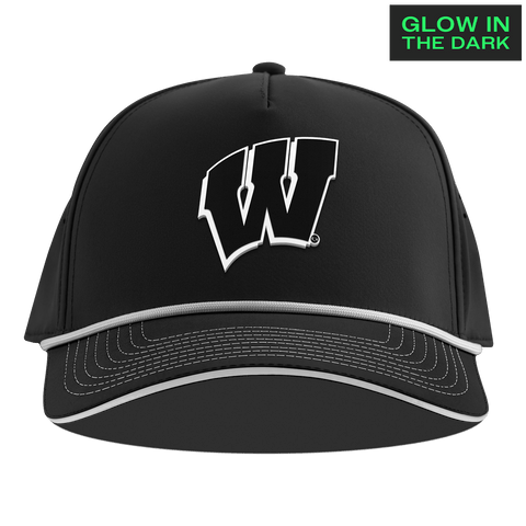 University of Wisconsin "Wisconsin Glow Series" Limited Edition Glow Curved 5 Panel Rope Black + White Glow Rope