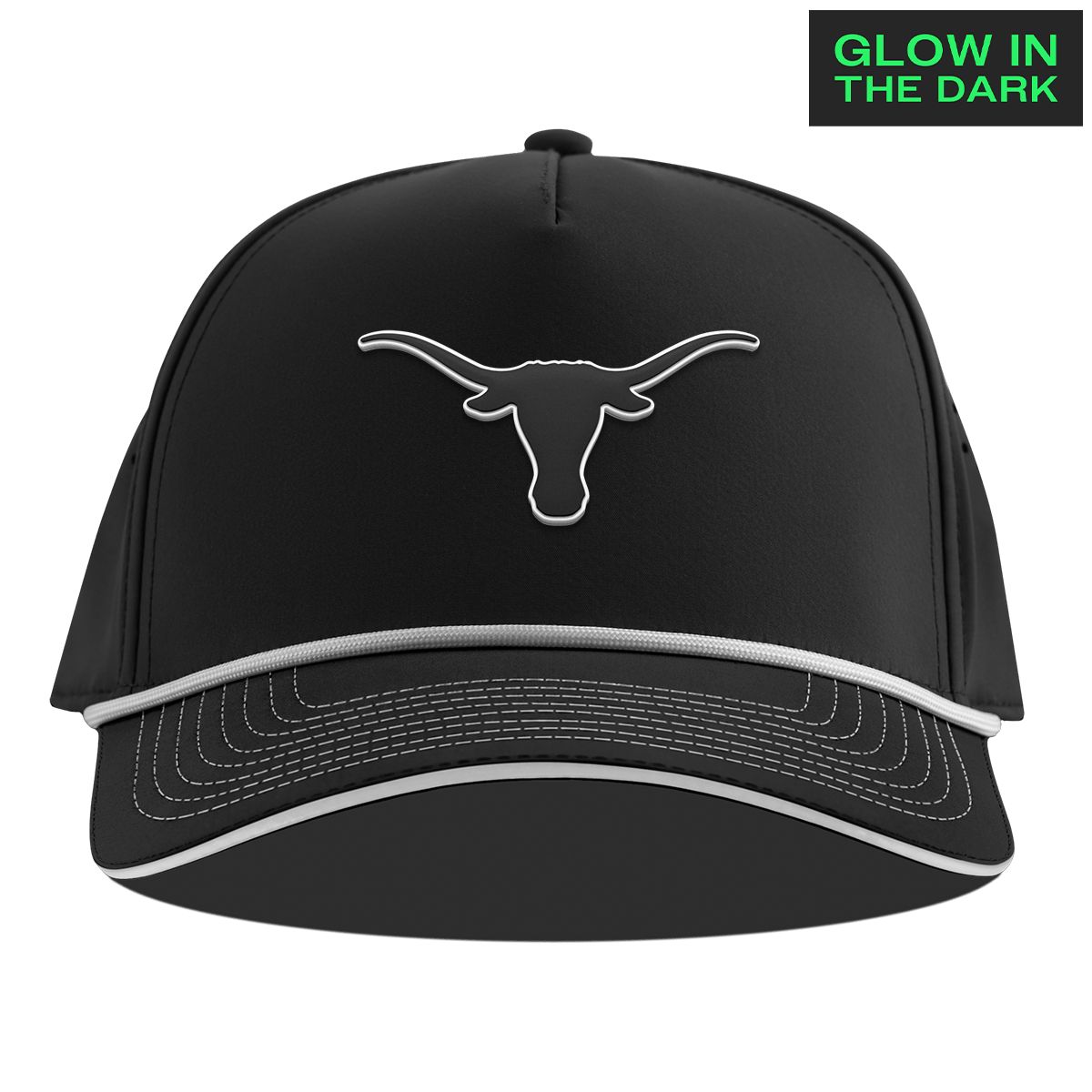 University of Texas "Texas Glow Series" Limited Edition Glow Curved 5 Panel Rope Black + White Glow Rope