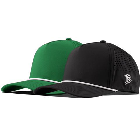 Bare Curved 5 Panel Rope 2-Pack Black/White + Kelly Green/White