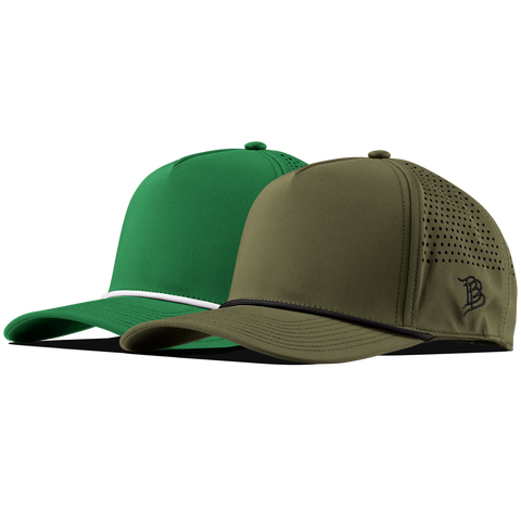 Bare Curved 5 Panel Rope 2-Pack Loden/Black + Kelly Green/White