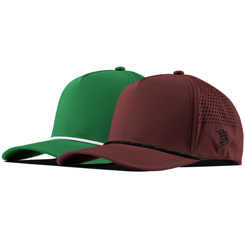 Bare Curved 5 Panel Rope 2-Pack Maroon/Black + Kelly Green/White