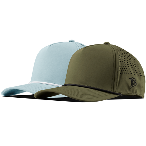 Bare Curved 5 Panel Rope 2-Pack Loden/Black + Sky Blue/White