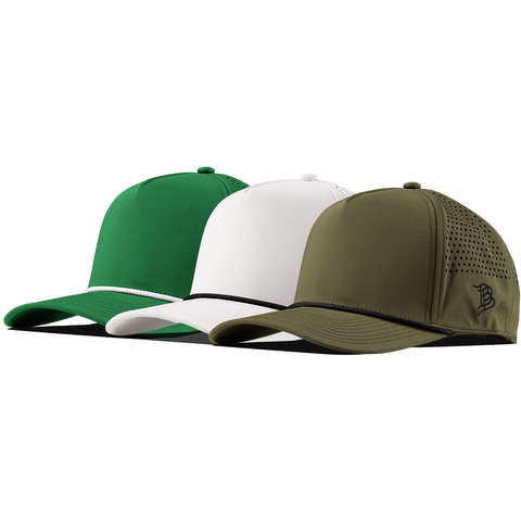 Bare Curved 5 Panel Rope 3-Pack Kelly Green/White + White/Black + Loden/Black