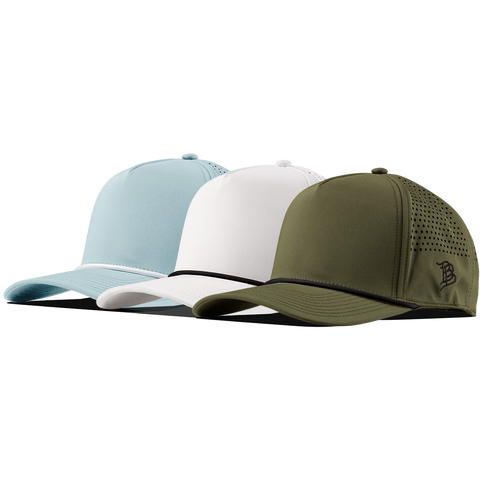 Bare Curved 5 Panel Rope 3-Pack Sky Blue + White/Black + Loden/Black