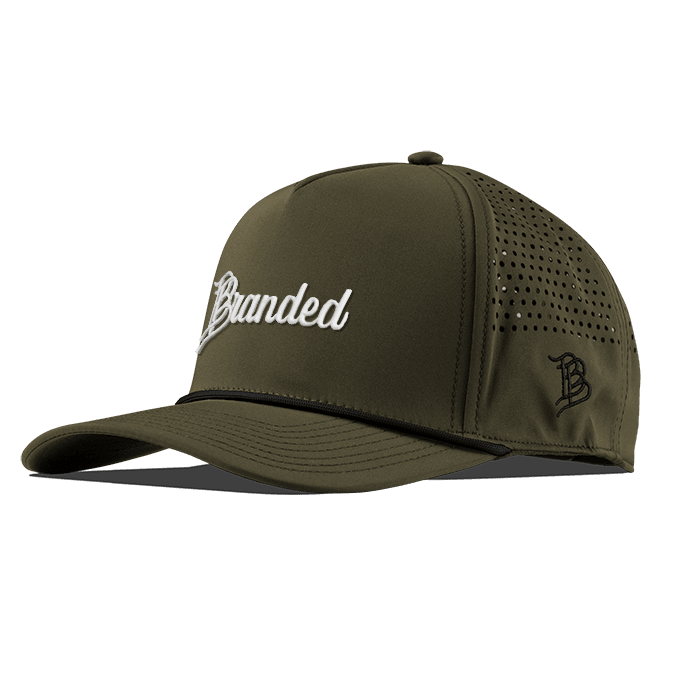 Branded Script Curved 5 Panel Performance Front Loden/Black