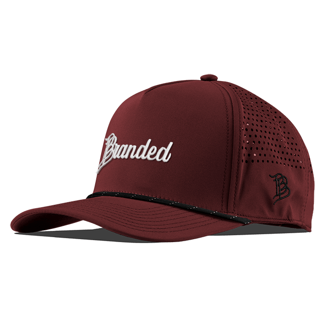 Branded Script Curved 5 Panel Performance Front Maroon/Black