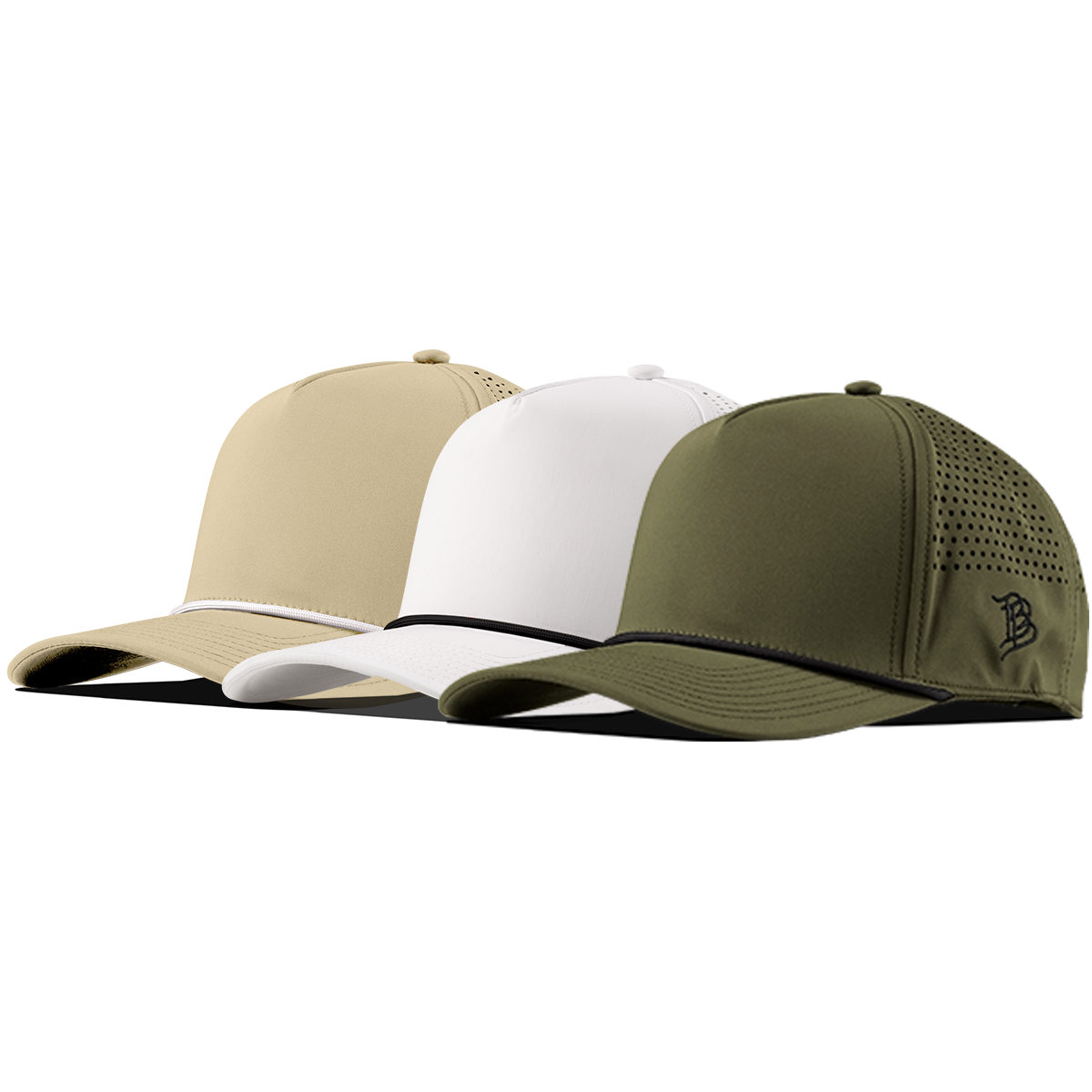 Bare Curved 5 Panel Rope 3-Pack Desert/White + White/Black + Loden/Black