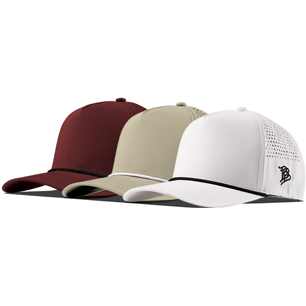 Bare Curved 5 Panel Rope 3-Pack Maroon/Black + Desert/White + White/Black