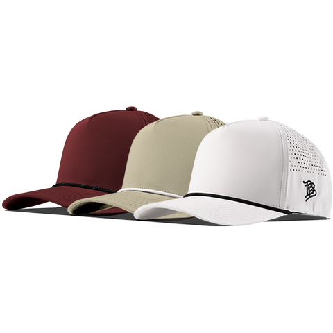 Bare Curved 5 Panel Rope 3-Pack Maroon/Black + Desert/White + White/Black