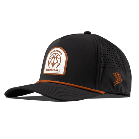 University of Texas "Texas Basketball" Curved 5 Panel Rope Back Black + Burnt Orange Rope
