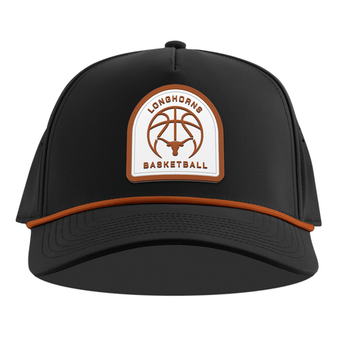 University of Texas "Texas Basketball" Curved 5 Panel Rope Black + Burnt Orange Rope