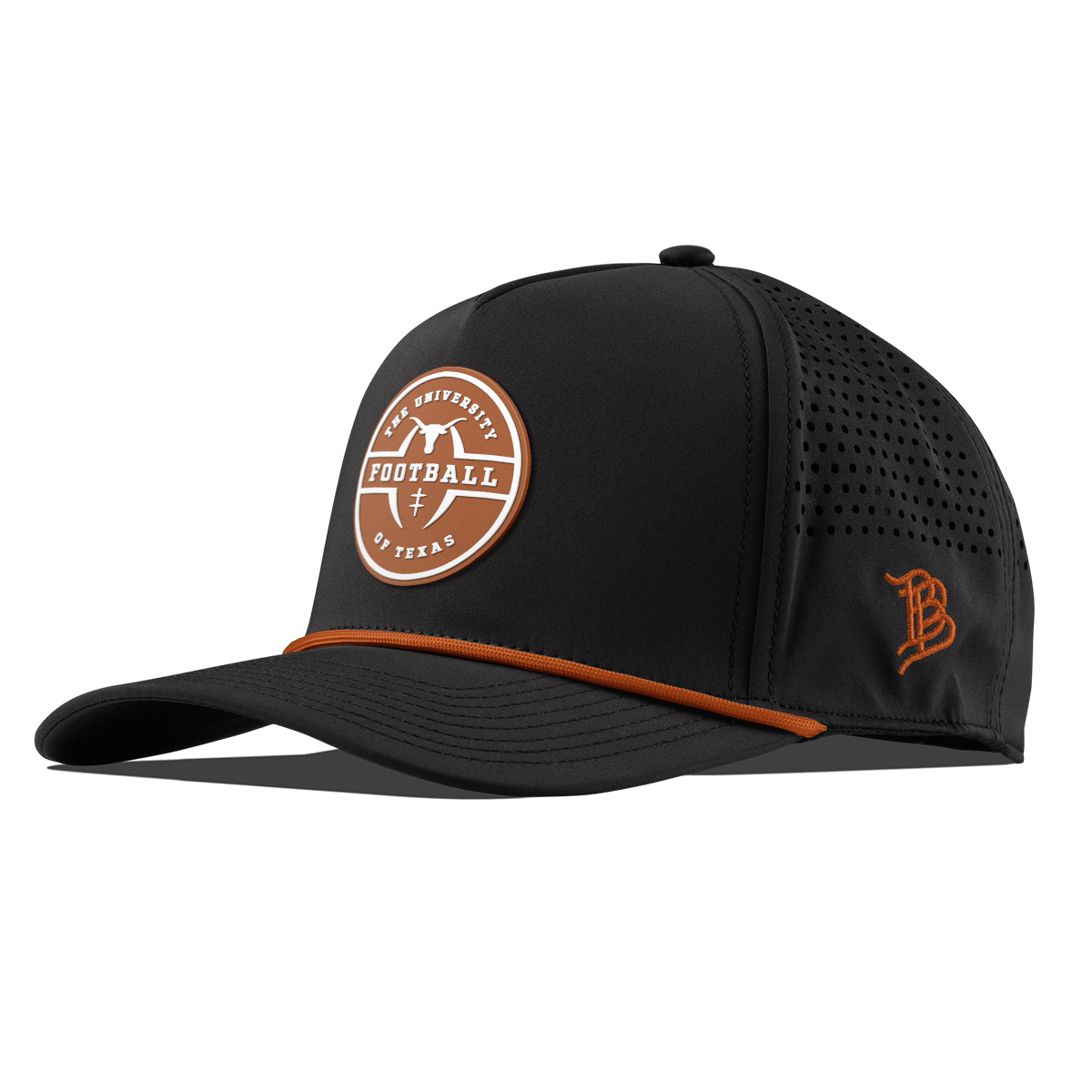 University of Texas "Texas Football Legacy" Curved 5 Panel Rope Black + Burnt Orange Rope