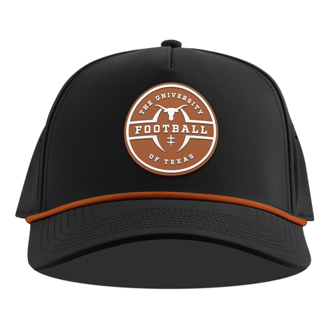 University of Texas "Texas Football Legacy" Curved 5 Panel Rope Black + Burnt Orange Rope