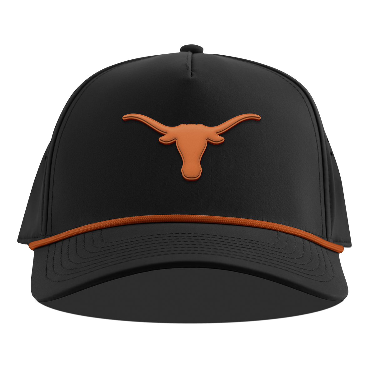 University of Texas "Texas Longhorn" Curved 5 Panel Rope Black + Burnt Orange Rope