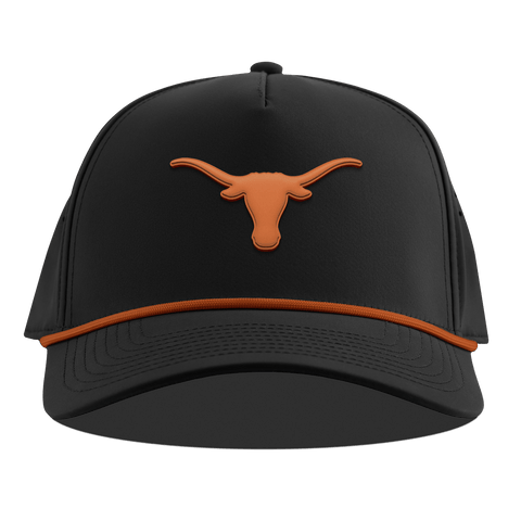 University of Texas "Texas Longhorn" Curved 5 Panel Rope Black + Burnt Orange Rope
