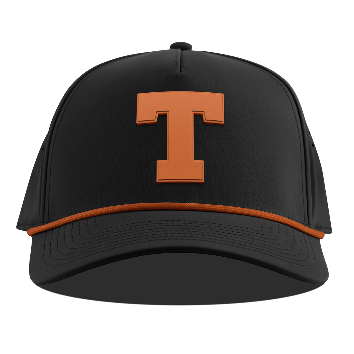 University of Texas "Texas Team Logo" Curved 5 Panel Rope Black + Burnt Orange Rope