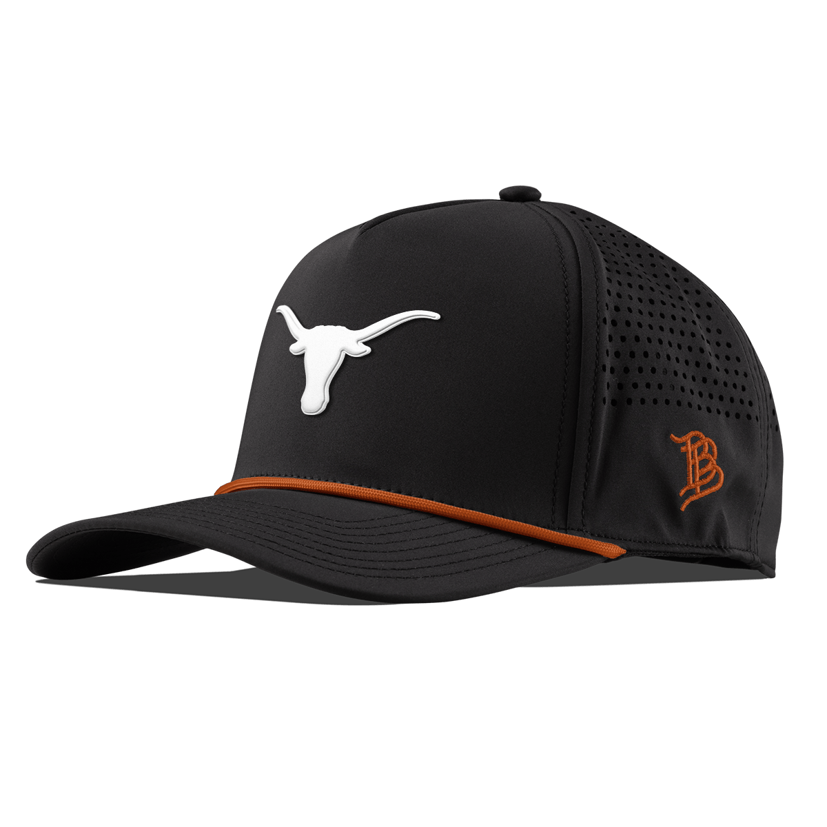 University of Texas "Vintage Texas Longhorn" Curved 5 Panel Rope Black + Burnt Orange Rope