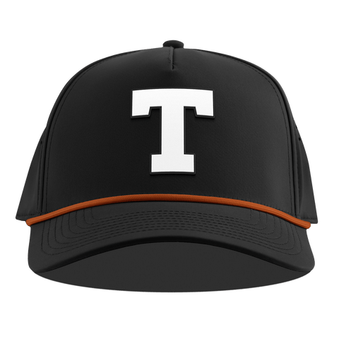 University of Texas "Vintage Texas Team Logo" Curved 5 Panel Rope Black + Burnt Orange Rope