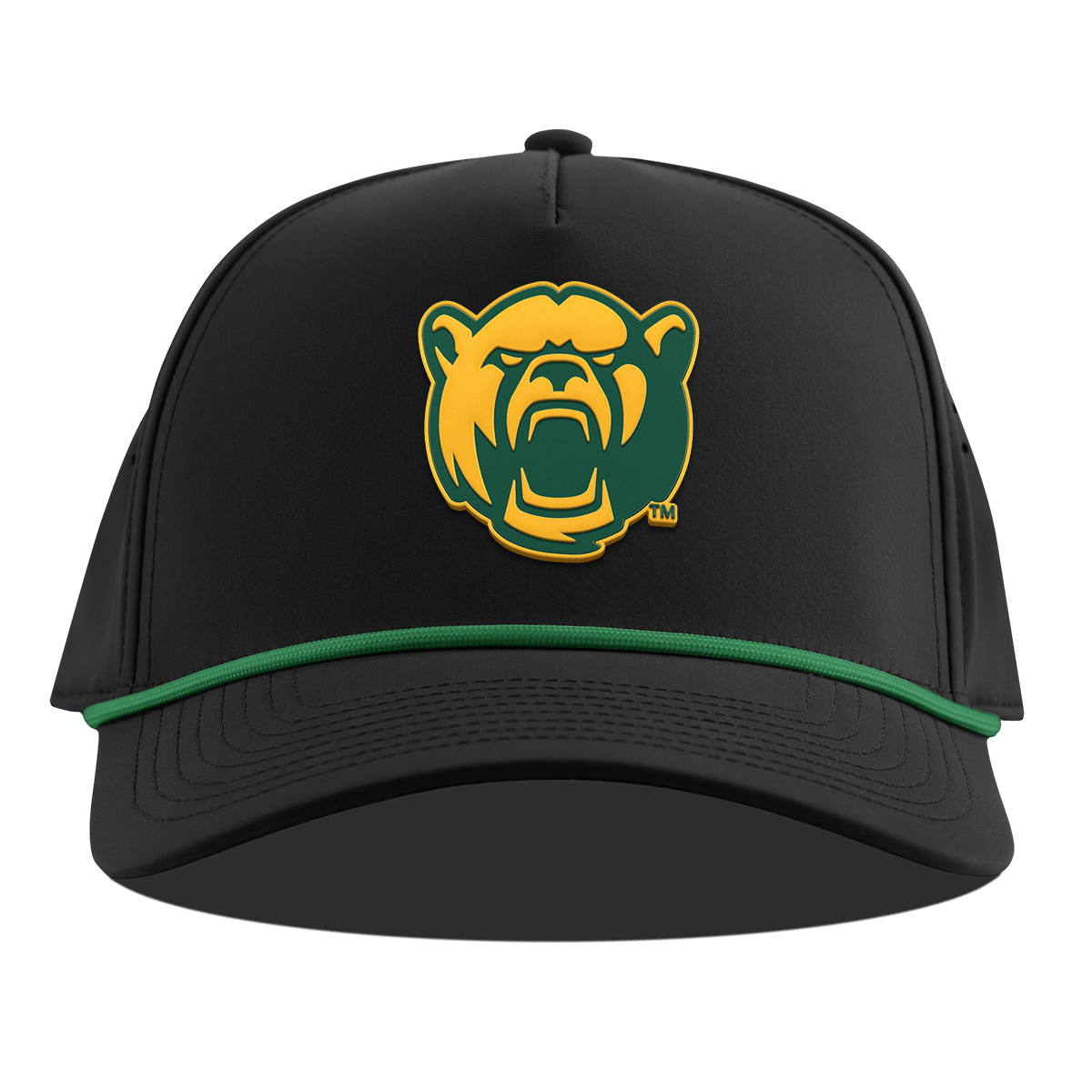 Baylor University "Baylor Bear" Curved 5 Panel Rope Black + Kelly Green Rope