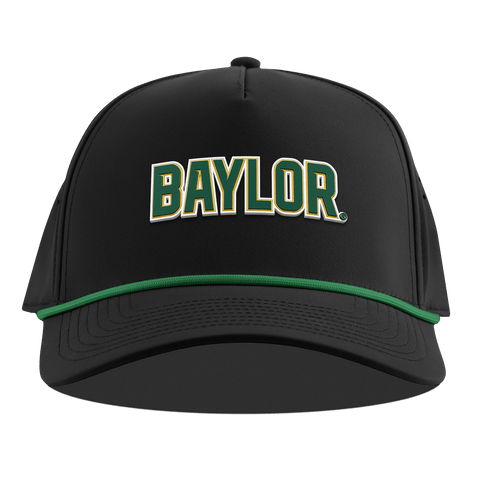 Baylor University "Baylor Block" Curved 5 Panel Rope Black + Kelly Green Rope