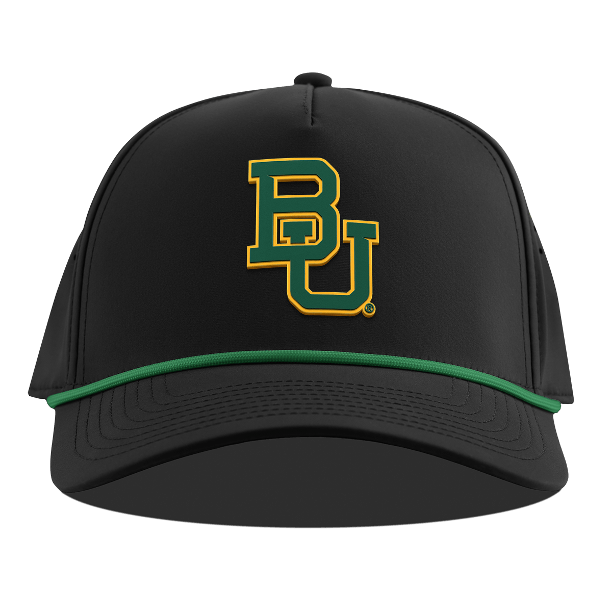 Baylor University "Baylor Team Logo" Curved 5 Panel Rope Black + Kelly Green Rope