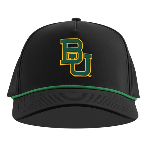 Baylor University "Baylor Team Logo" Curved 5 Panel Rope Black + Kelly Green Rope