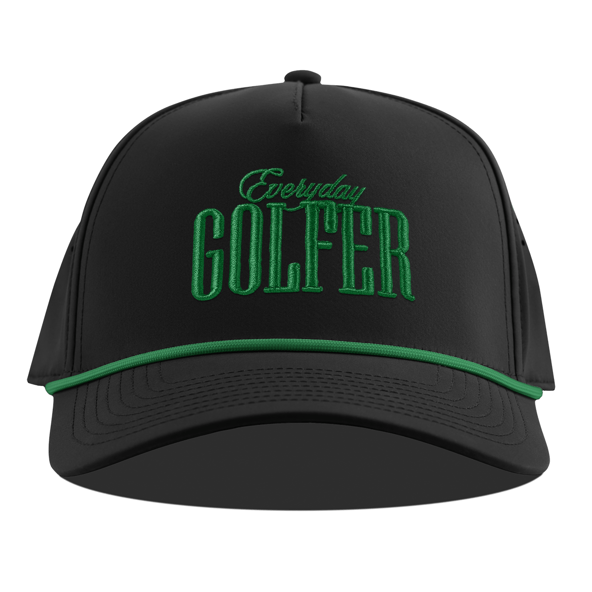 Everyday Golfer Curved 5 Panel Rope Black + Kelly Green Rope
