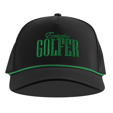 Everyday Golfer Curved 5 Panel Rope Black + Kelly Green Rope