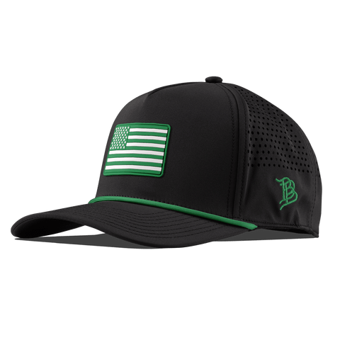 Heritage Old Glory Curved 5 Panel Rope Black + Kelly Green Rope