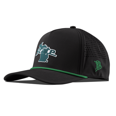 Michigan State University "Michigan State Outline" Curved 5 Panel Rope Black + Kelly Green Rope