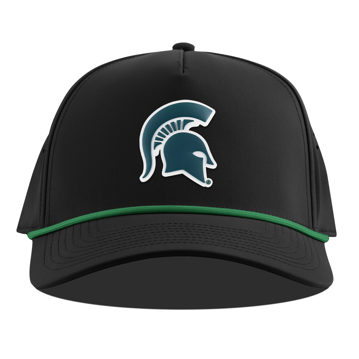 Michigan State University "Michigan State Spartan" Curved 5 Panel Rope Black + Kelly Green Rope