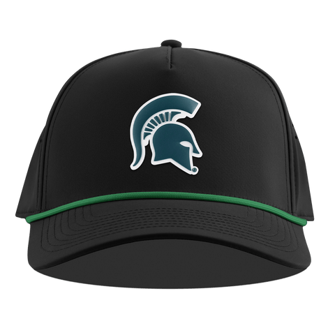 Michigan State University "Michigan State Spartan" Curved 5 Panel Rope Black + Kelly Green Rope