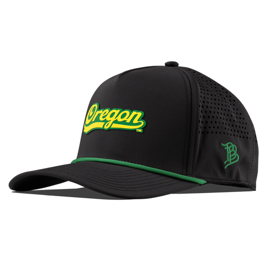 University of Oregon "Oregon Script" Curved 5 Panel Rope Black + Kelly Green Rope + Kelly Green Rope