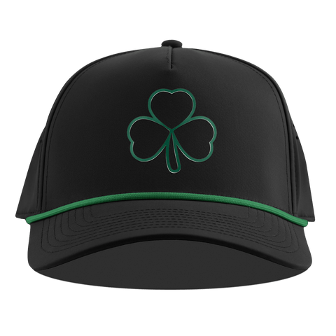 Stacked Shamrock Curved 5 Panel Rope Black + Kelly Green Rope