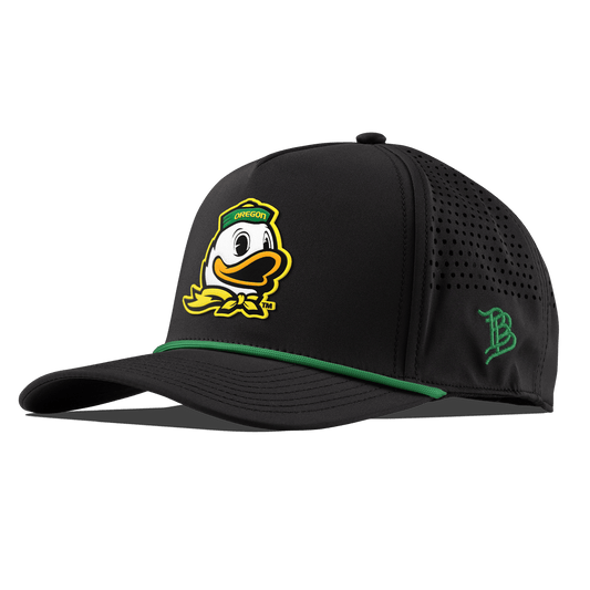 University of Oregon "The Duck" Curved 5 Panel Rope Black + Kelly Green Rope + Kelly Green Rope